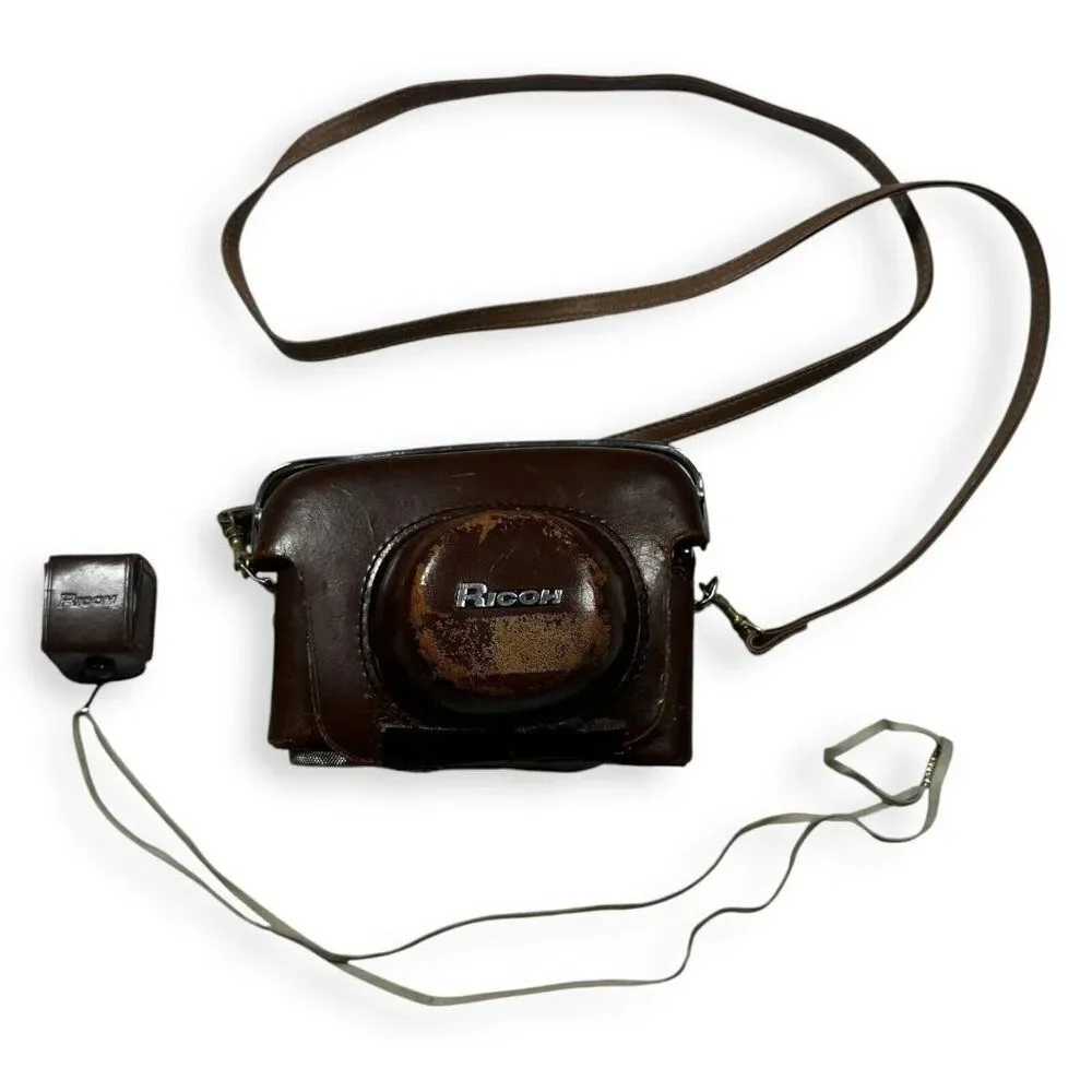 Vintage Ricoh‎ 500 35mm Rangefinder Camera w/ Case and Exposure Meter - Untested